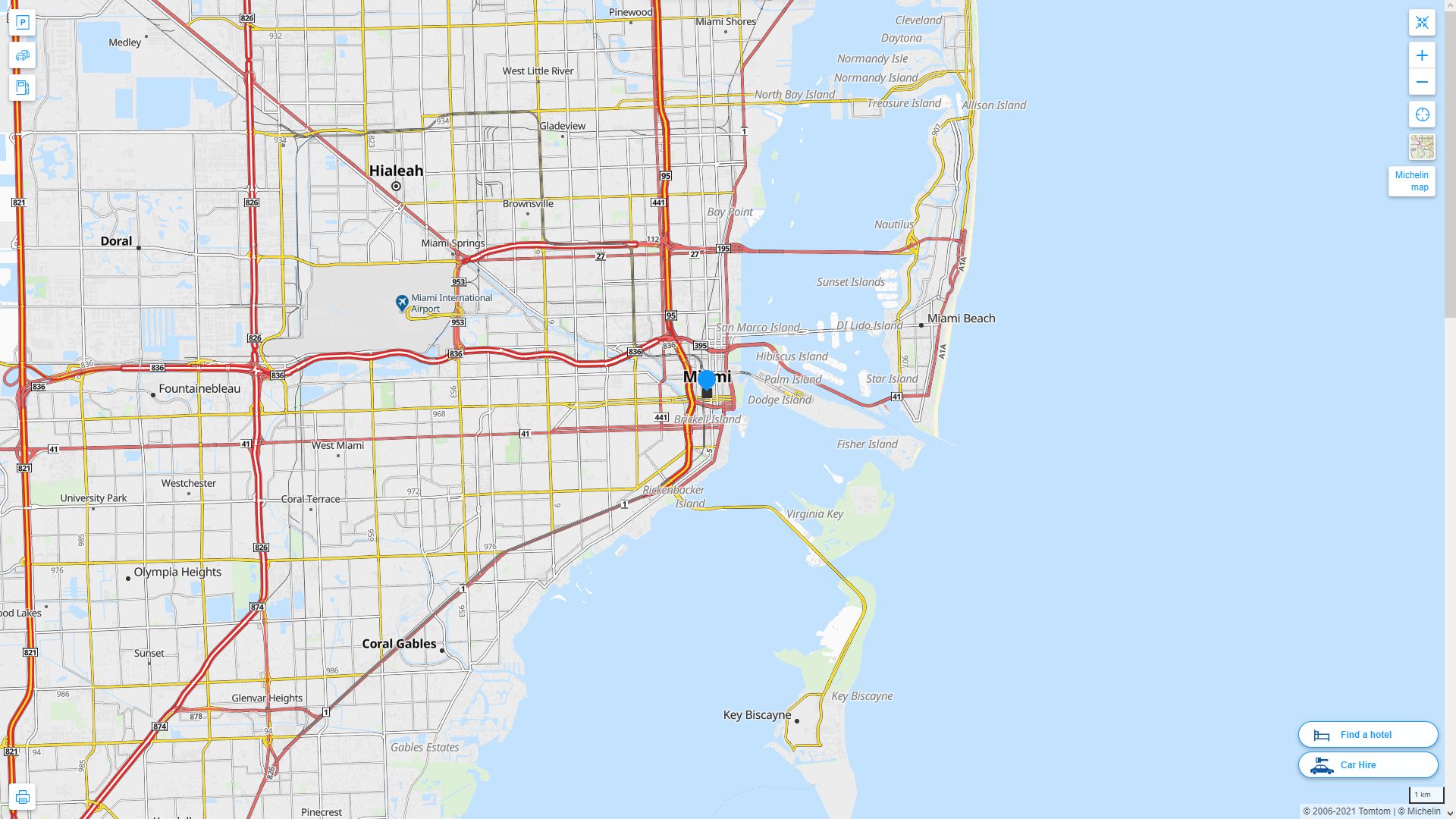 Miami Florida Highway and Road Map